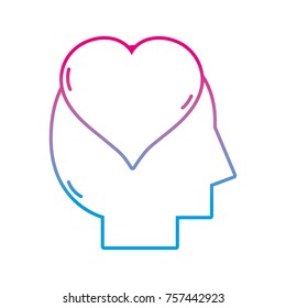 line silhouette man with heart love design inside