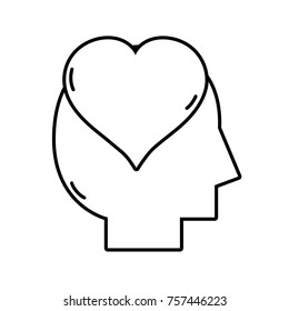 line silhouette man with heart love design inside