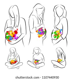 line silhouette of pregnant women
