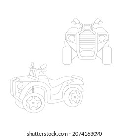 Line silhouette of a quad. Vector illustration. Coloring book.
