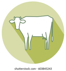 Line silhouette of Standing Cow. Linear thin line vector illustration