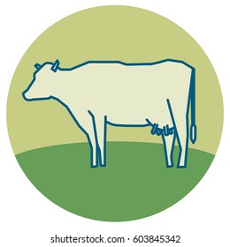 Line silhouette of Standing Cow. Linear thin line vector illustration