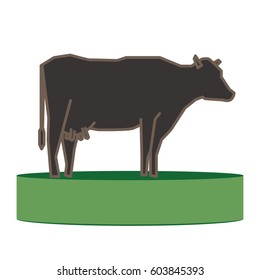 Line silhouette of Standing Cow. Linear thin line vector illustration