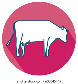 Line silhouette of Standing Cow. Linear thin line vector illustration