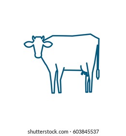 Line silhouette of Standing Cow. Linear thin line vector illustration