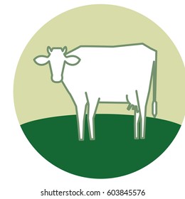 Line silhouette of Standing Cow. Linear thin line vector illustration