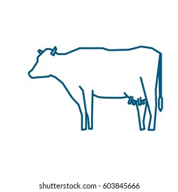 Liniensilhouette der Stehkuh. Lineare dünne Vektorgrafik