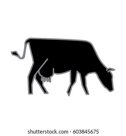 Liniensilhouette der Stehkuh. Lineare dünne Vektorgrafik