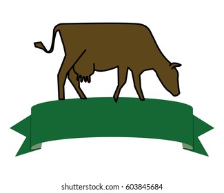 Line silhouette of Standing Cow. Linear thin line vector illustration