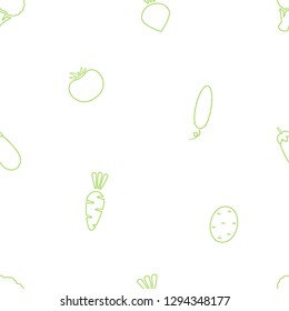 Line silhouette vegetable seamless background vector flat illustration. Modern seamless texture background design with line vegetable in green and white colors for healthy vegetarian menu