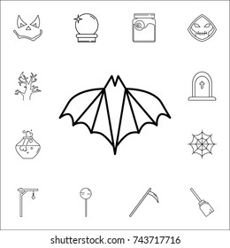 line silhouettes halloween of bat icon. Set of Halloween icons on white background