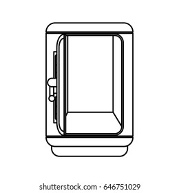 line silver metal strong box open