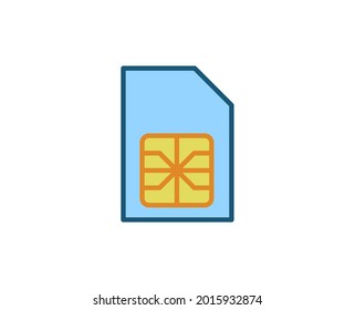 Line SIM card icon isolated on white background. Outline symbol for website design, mobile application, ui. Electronics pictogram. Vector illustration, editorial stroсk. 