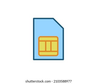 Line SIM card icon isolated on white background. Outline symbol for website design, mobile application, ui. Electronics pictogram. Vector illustration, editorial stroсk. 