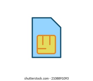 Line SIM-Karte Symbol einzeln auf weißem Hintergrund. Umrisssymbol für Webdesign, mobile Applikation, i. Elektronik-Piktogramm. Vektorgrafik, redaktionelle с k. 