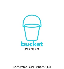 line simple bucket blue logo design vector graphic
