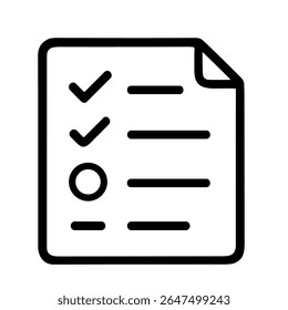 Line Simple Checklist Document Paper Form With Checkmarks And Circle Icon