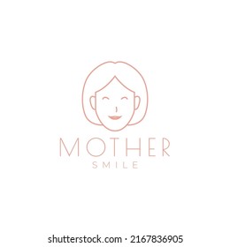 line simple face women mother smile logo design vector graphic symbol icon illustration creative idea