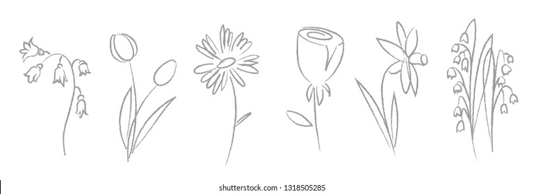 Line of simple line flowers