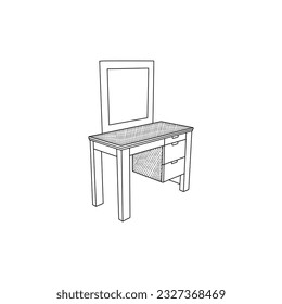 line simple furniture interior of Glass Table design, element graphic illustration template