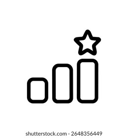 Line Simple Graph with Star Symbol for Success Achievement Icon