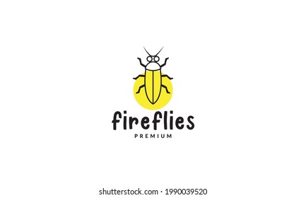 line simple insect fireflies logo symbol vector icon illustration graphic design