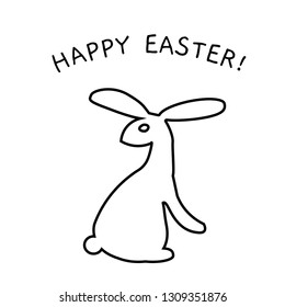 Line Simple Rabbit Vector On White Background