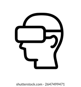 Linha Simples Vista Lateral Cabeça Vestindo Óculos VR Ícone Design