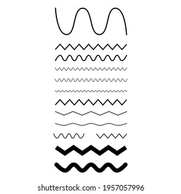 Line simple waves curves and straight ornament set