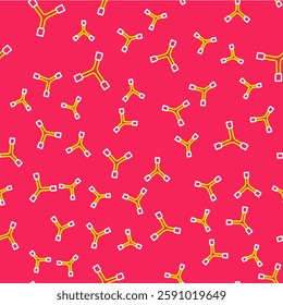 Line Skateboard Y-tool icon isolated seamless pattern on red background.  Vector