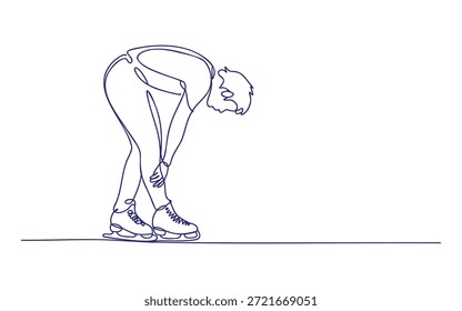 Linie eines Skaters in einer gebogenen Position nach vorn auf Eisbahn Schlittschuhlaufen Sport