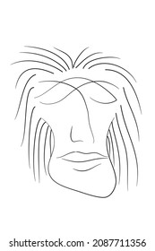 Line Sketch Of Abstract Face, Shamanic Man, Mystery Guest