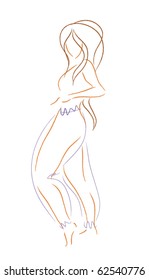 line sketch of a bellydancer