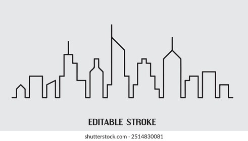 Line sketch cityscape creative design. Abstract black background gray.