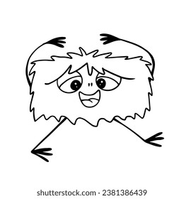 Line sketch, coloring of a funny furry monster. Vector graphics.