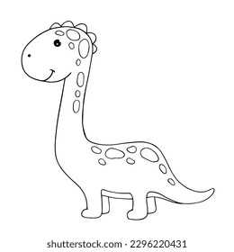 Line sketch coloring little cute dinosaur.Vector graphics.	