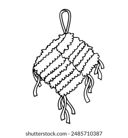 Line sketch, doodle of a festive piñata. Vector graphics.