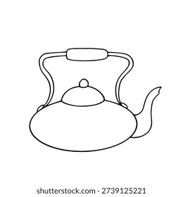 Line sketch, doodle teapot. Vector graphics.