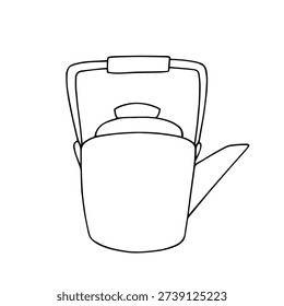 Line sketch, doodle teapot. Vector graphics.
