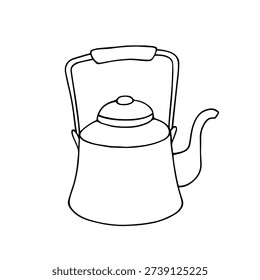 Line sketch, doodle teapot. Vector graphics.