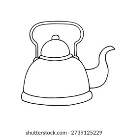 Line sketch, doodle teapot. Vector graphics.