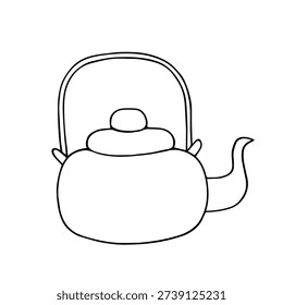 Line sketch, doodle teapot. Vector graphics.