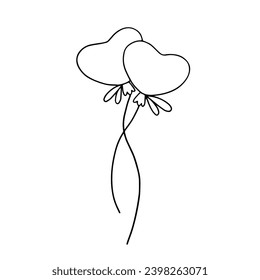 Line Sketch, Doodles von Ballons. Vektorgrafiken.