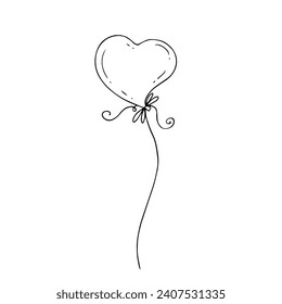 Line sketch, doodles of balloons. Vector graphics.	