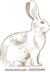 Line Sketch Easter Rabbit Vector Illustration
