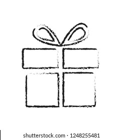 Line sketch gift box icon vector illustration isolated on white eps 10