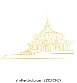 Line sketch illustration of Sarawak State Assembly building. svg