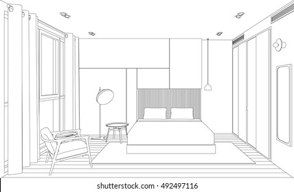 Bedroom Design Sketch Stock Vektorgrafiken Bilder Und