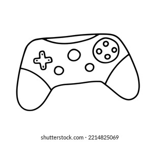 Line Sketch joystick. Doodle vector gamepad isolated on white