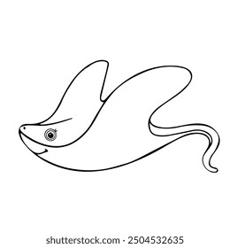 Line sketch, outline of a small stingray. Vector graphics.